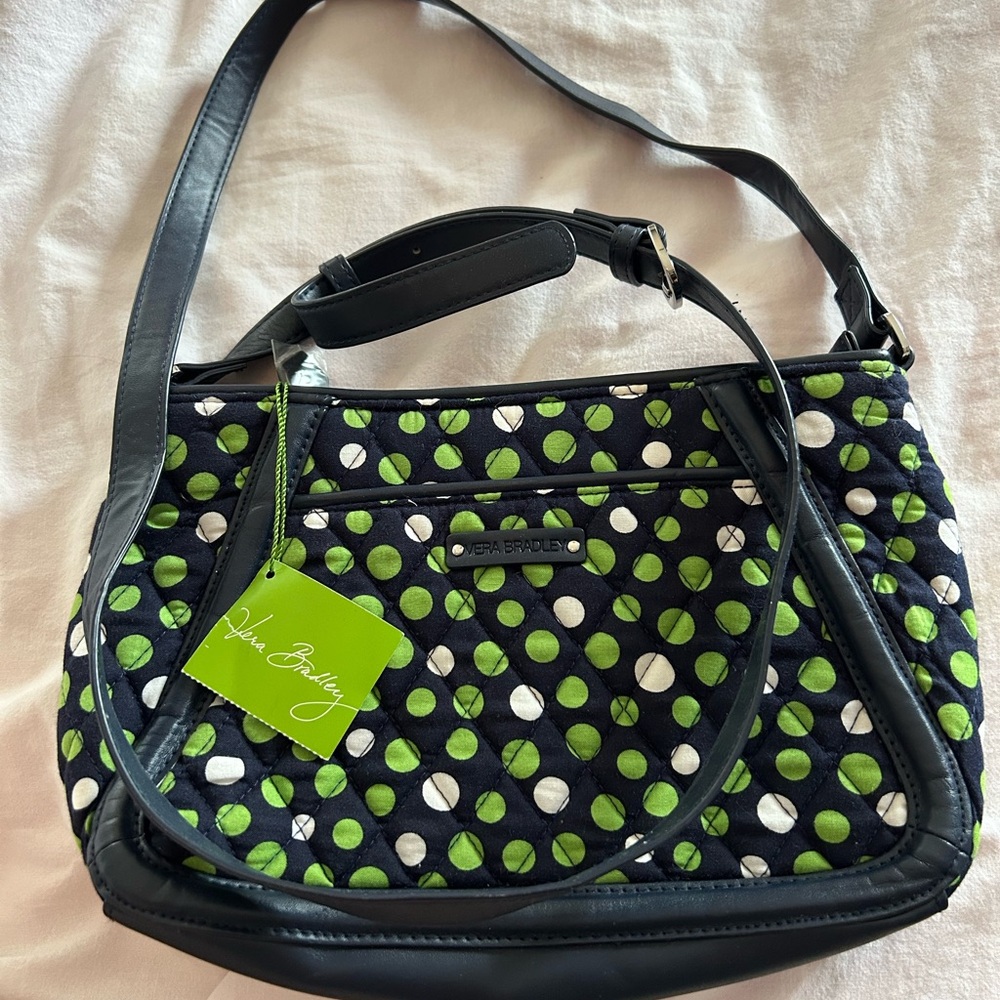 Vera Bradley Black and Green Dot Shoulder Bag